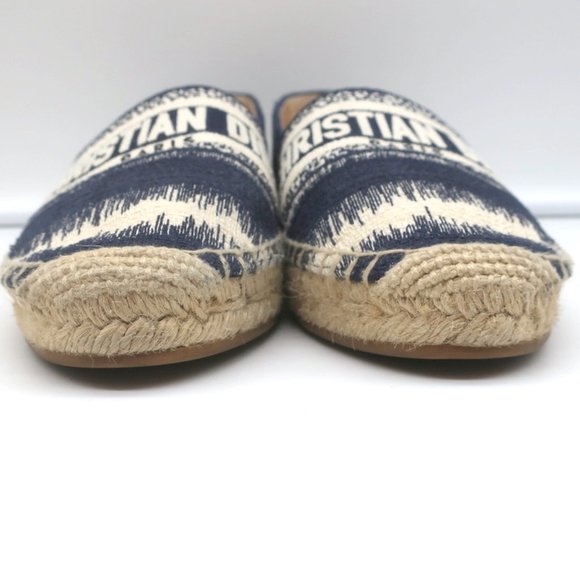 CHRISTIAN DIOR GRANVILLE D-STRIPES LOGO EMBROIDERED ESPADRILLES NAVY SIZE 37 - Picture 4 of 10